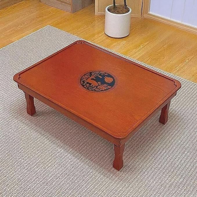Low Folding Coffee Table, Japanese Style Solid Wood Floor Table by Unknown