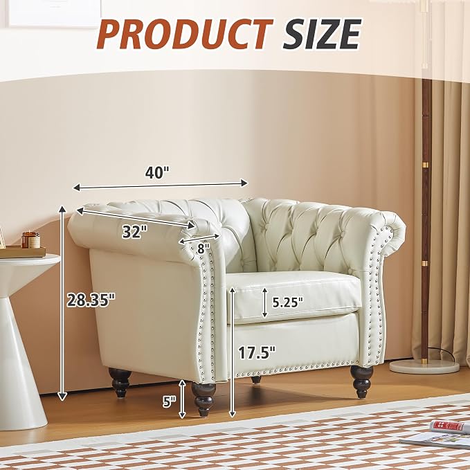 QHITTY 3 Piece Living Room Set, Sectional Chesterfield Sofa Chair Contemporary - Image 2