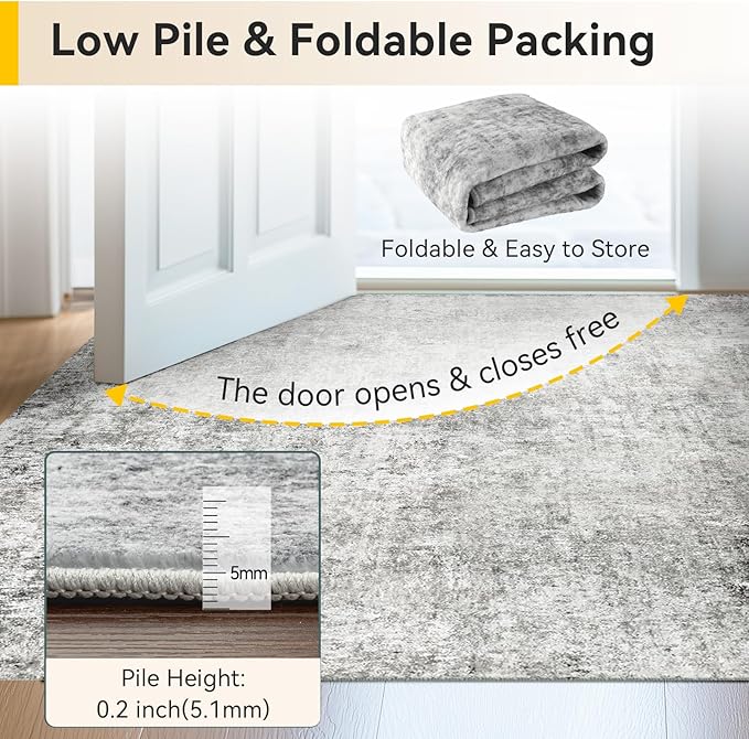 RELEANY Washable Area Rugs 5'x7' Non-Slip Modern Abstract Soft - Image 7