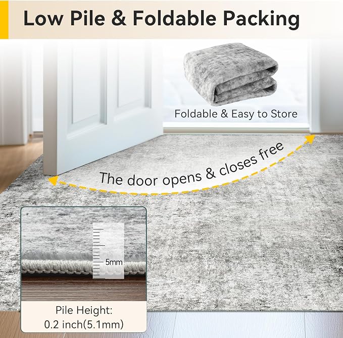 RELEANY Washable Area Rugs 6ft Non-Slip Modern Abstract Soft - Image 7