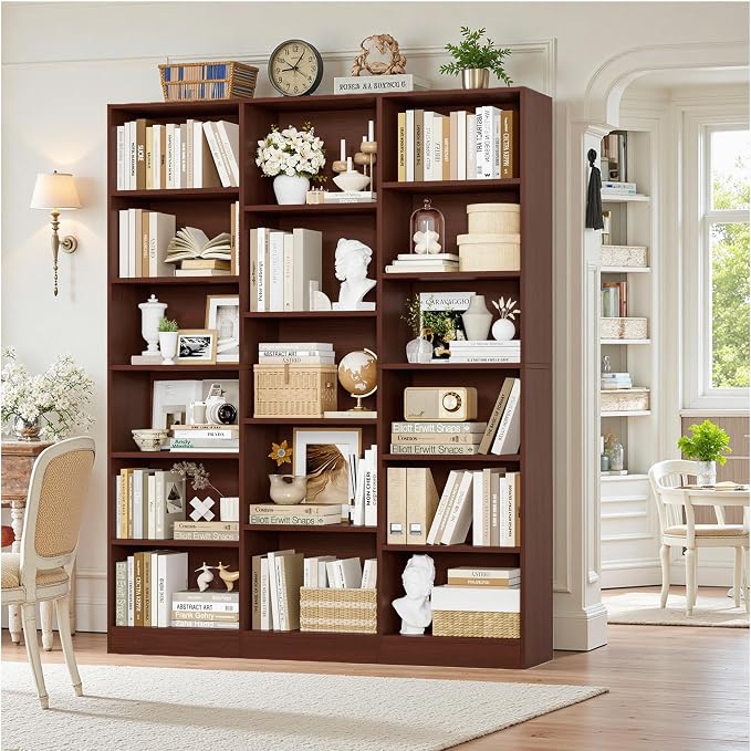 FACBOTALL Triple Wide Bookshelf, 6 Tier Large Bookshelf, Bookcase - Image 2
