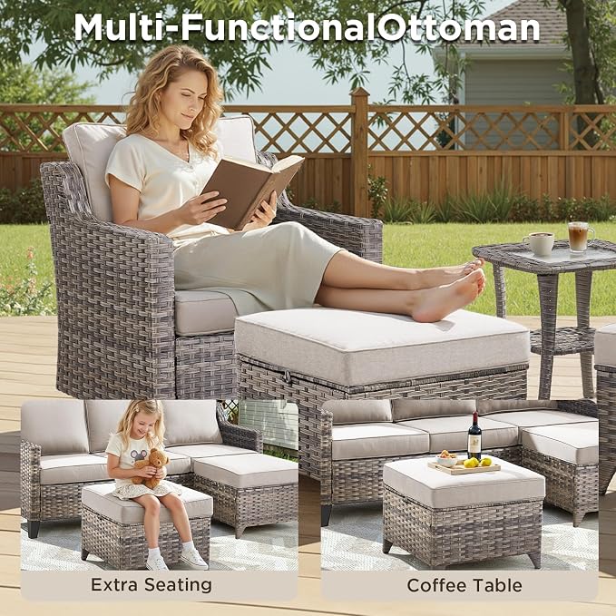 Outdoor Patio Furniture Set-9 Pieces All-Weather Wicker Outdoor Furniture - Image 4