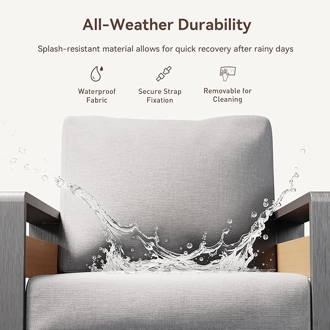 Aoxun Aluminum Patio Furniture Set, 4 Seats Luxury Metal Patio Conversation Sets - Image 6