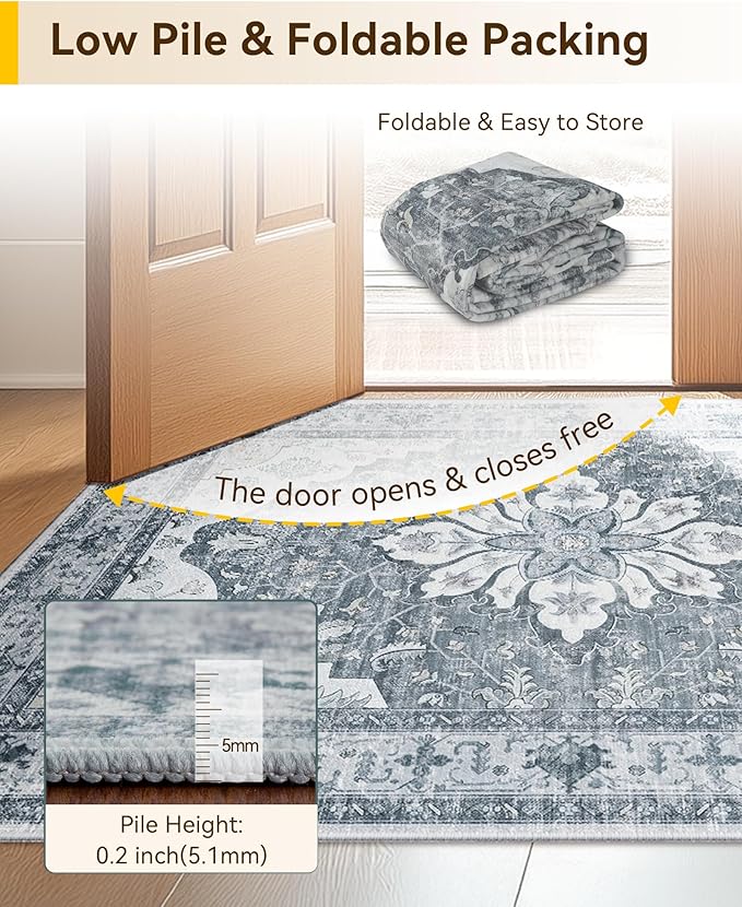 RELEANY Area Rugs 2'6"x5' Runner Rug Non Slip Washable - Image 5