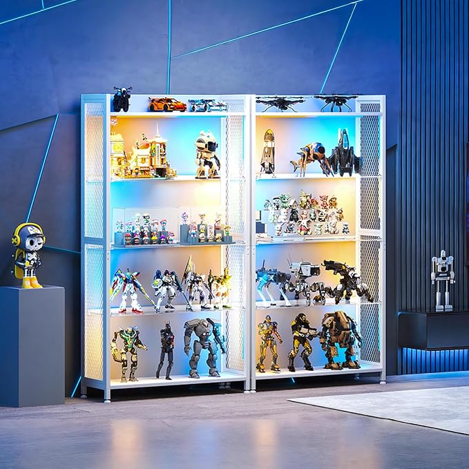 AODK Display Case with LED Lights, Display Cabinet with Glass Storage Shelves - Image 5