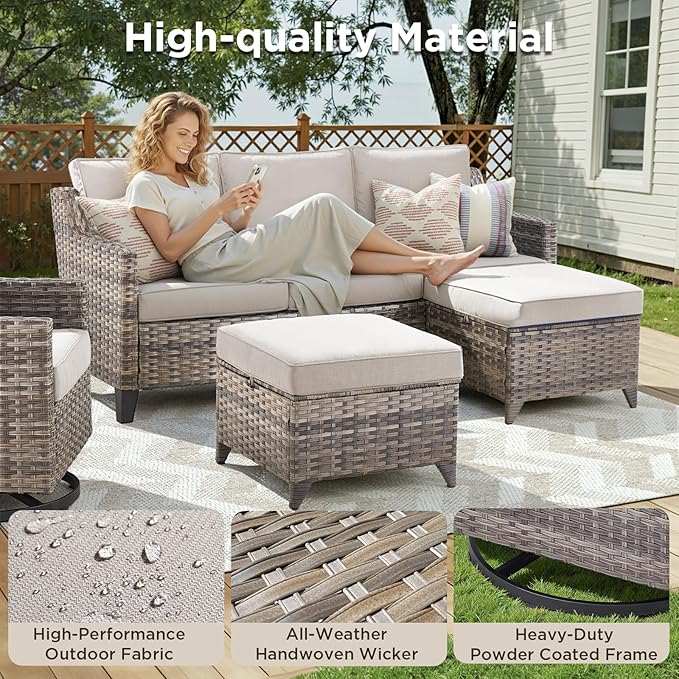 12 Piece Patio Furniture Set-High Back Outdoor Furniture Set Sectional Sofa - Image 3