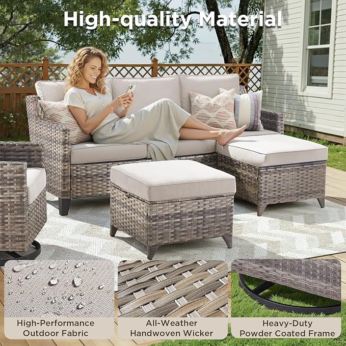Outdoor Patio Furniture Set-9 Pieces All-Weather Wicker Outdoor Furniture - Image 3