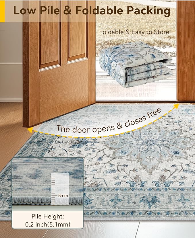 RELEANY Area Rugs 2'x8' Runner Rug Non Slip Washable - Image 3