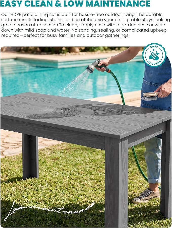 SERWALL Outdoor Dining Set for 8 – HDPE Patio Set - Image 8