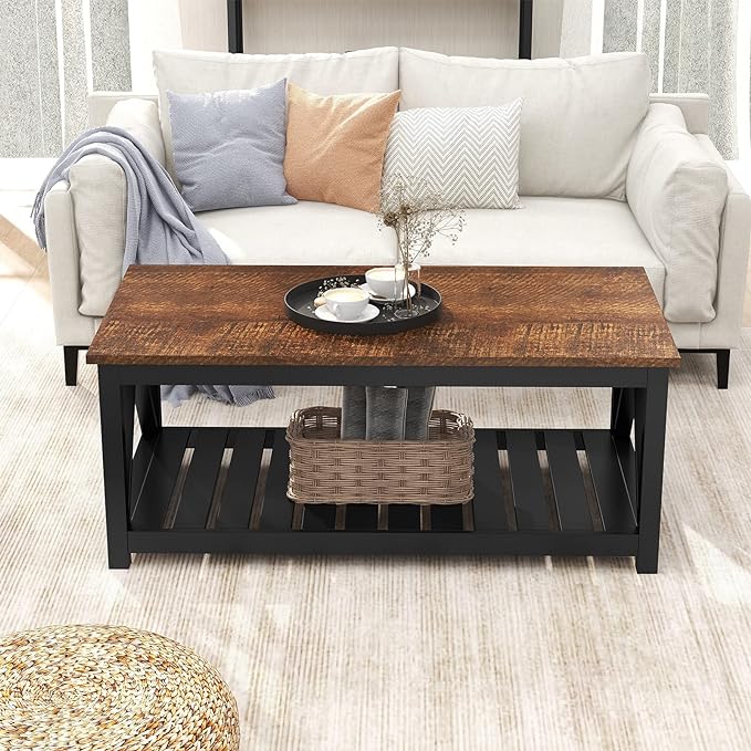 ChooChoo Black Coffee Table, Rustic Vintage Table - Image 3
