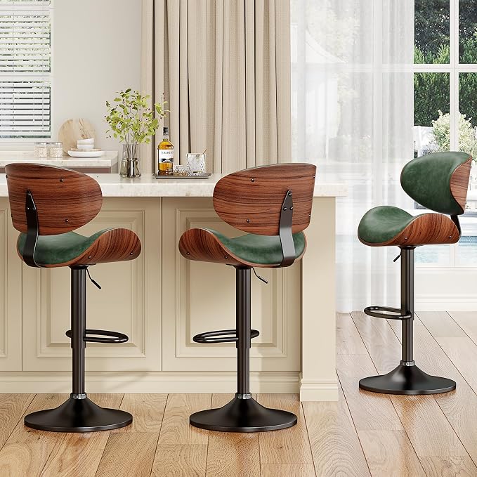 YaFiti Bar Stools Modern PU Leather Adjustable Swivel Barstools, Kitchen - Image 7