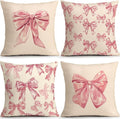 OBSEDE Cute Pink Bow Decorative Throw Pillow Covers 18 × 18 in, Couch Cushion by OBSEDE