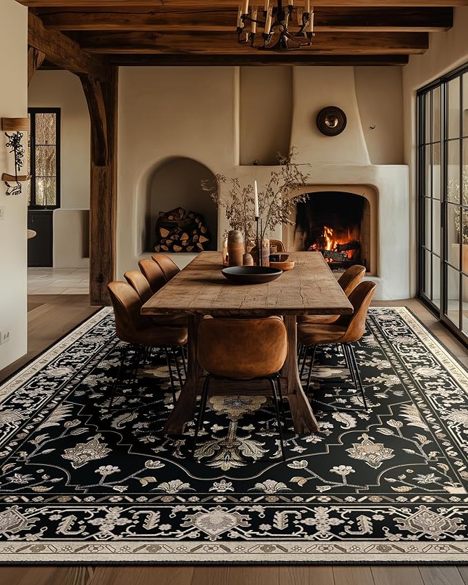 RELEANY Area Rugs 6'x9' Washable Non-Slip, Floral Vintage Distress Print - Image 4
