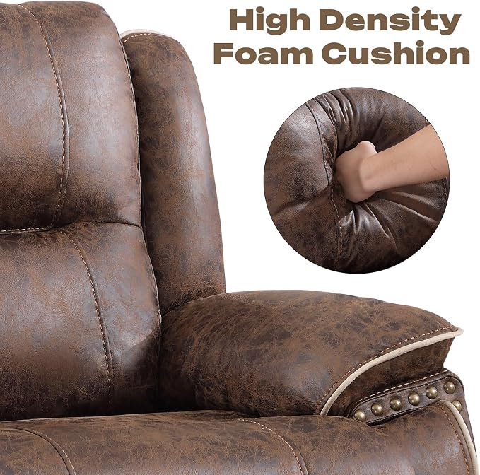 EBELLO Faux Leather Manual Recliner Sofa Set, Double 1 Seat Reclining Chair - Image 5