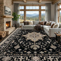 RELEANY Area Rugs 9'x12' Washable Non-Slip, Floral Vintage Distress Print by RELEANY