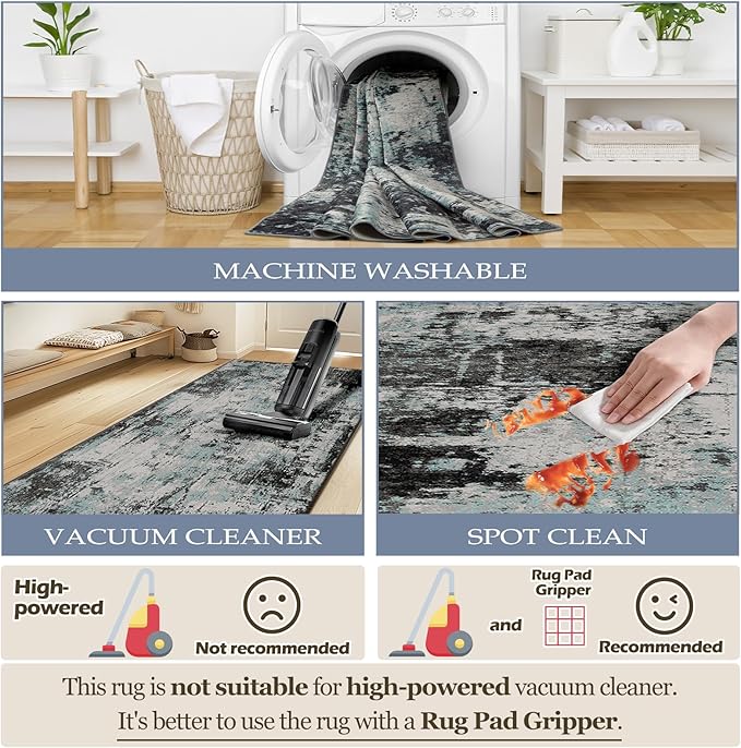 RELEANY Washable Area Rugs 3'x5' Non-Slip Modern Abstract Soft - Image 6