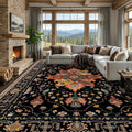 RELEANY Area Rugs 9'x12' Washable Non-Slip, Floral Vintage Distress Print by RELEANY