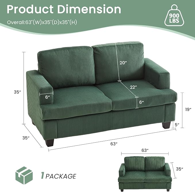 YOUDENOVA Sofa, 3 Piece Set Comfy Sofa, Loveseat & 2 3-Seater Couch - Image 3