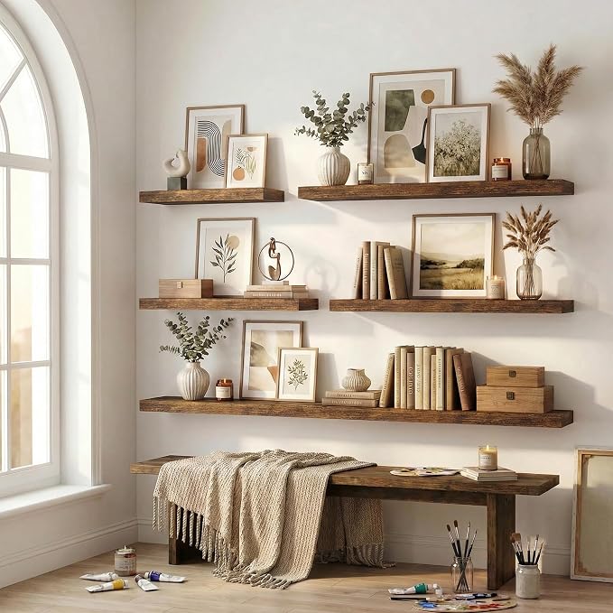 12 inch Deep Floating Shelves for Wall, 24 inch Wide Engineered Wood Wall - Image 7