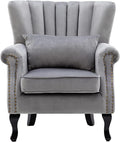 Mid Century Accent Chair Modern Tufted Wingback Armchairs Club Chair Velvet by DMFurniture