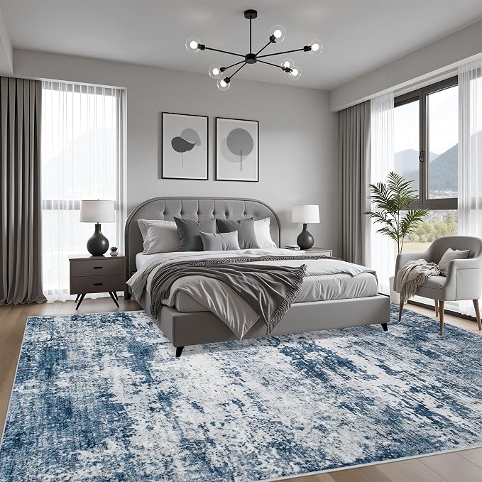 4x6 Area Rug Living Room Rug: Washable Modern Abstract Soft Thin Rug Indoor - Image 3