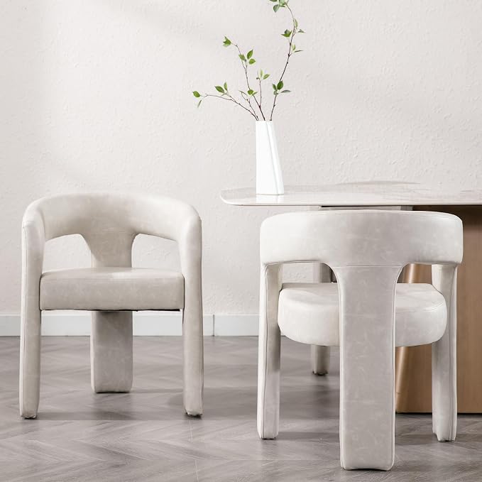 RIVOVA Modern Barrel Dining Chairs Set of 5, PU Leather Upholstered Accent Side - Image 3
