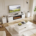4-Piece Modern Living Room Table Set, Includes High Gloss 70" Fireplace TV Stand by Nordivale