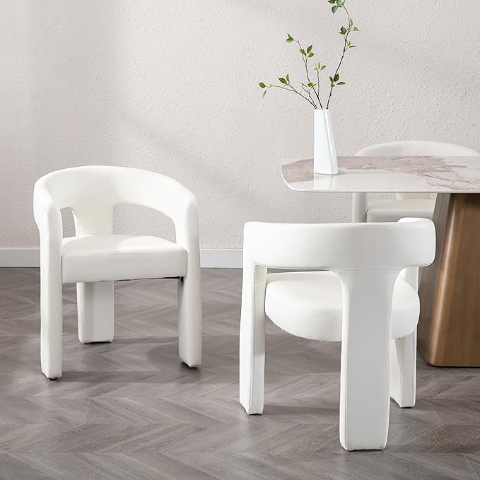 RIVOVA Modern Barrel Dining Chairs Set of 3, PU Leather Upholstered Accent Side - Image 7