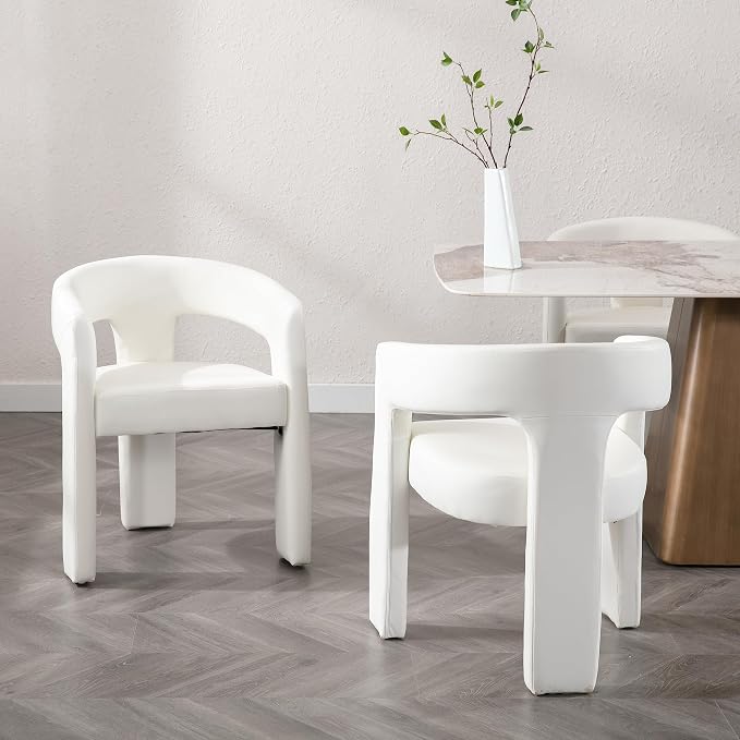 RIVOVA Modern Barrel Dining Chair, PU Leather Upholstered Accent Side Chair - Image 7