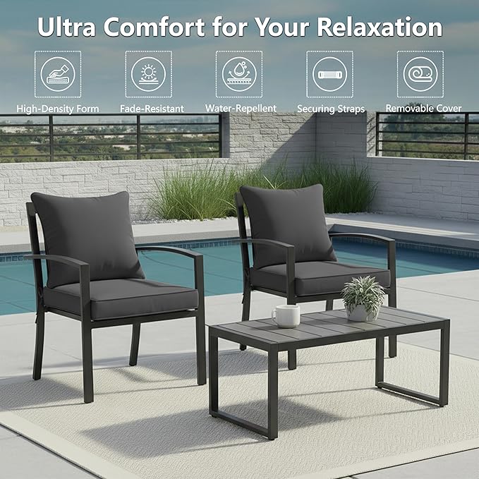 24x24 Inch Outdoor Chair Cushions Set of 2, Patio Furniture Cushions - Image 2