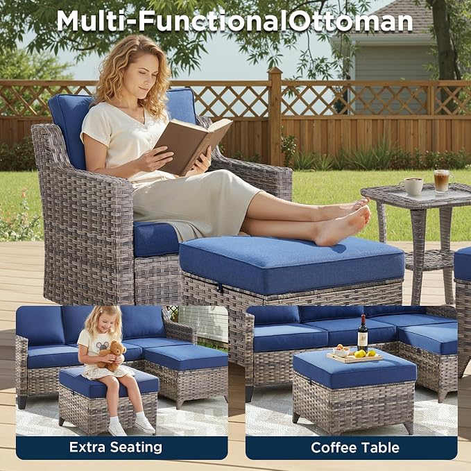 9 Piece Outdoor Patio Furniture Set-All Weather Outdoor Conversation Sets - Image 4