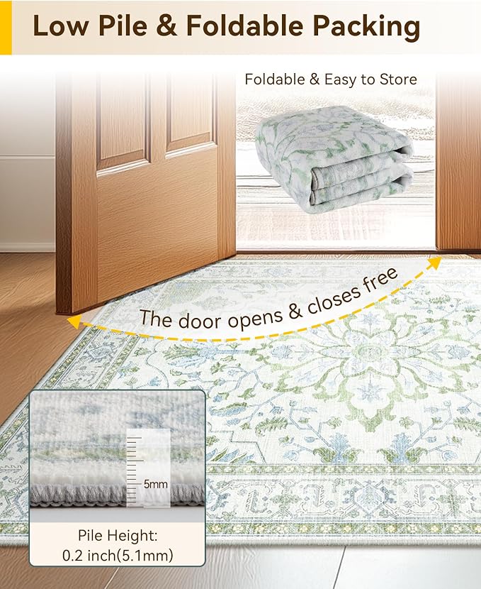 RELEANY Area Rugs 2'x6' Runner Rug Non Slip Washable - Image 6