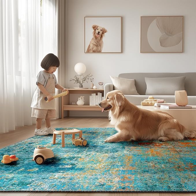 RELEANY Washable Area Rugs 6'x9' Non-Slip Modern Abstract Soft - Image 8