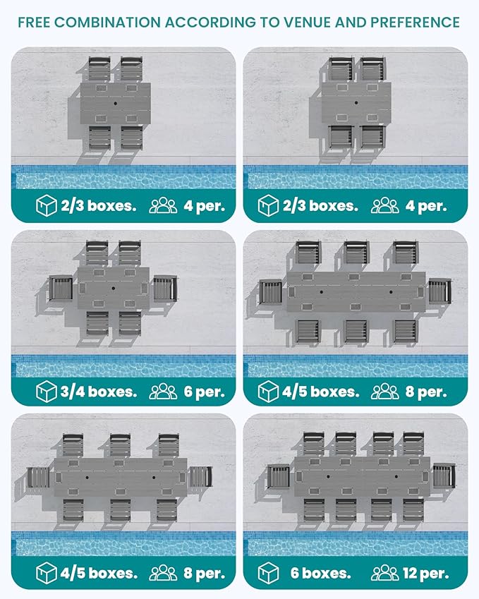 SERWALL HDPE Dining Set for 6: 1 Umbrella Hole Table, 4 Armless + 2 Armchairs. - Image 9