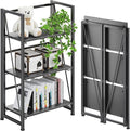 4NM No Assembly Folding Bookshelf Storage Shelves 3 Tiers Vintage Bookcase by 4NM