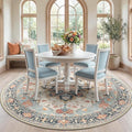 RELEANY Area Rugs Round 7ft Washable Non-Slip, Floral Vintage Distress Print by RELEANY