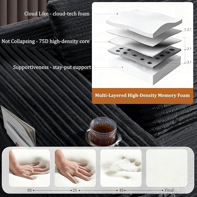 72" Cloud Sectional Couch, Comfort Sleep Sofa - Image 6