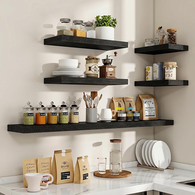 Acovy 55 Inch Floating Shelves, Wooden Shelves - Image 7