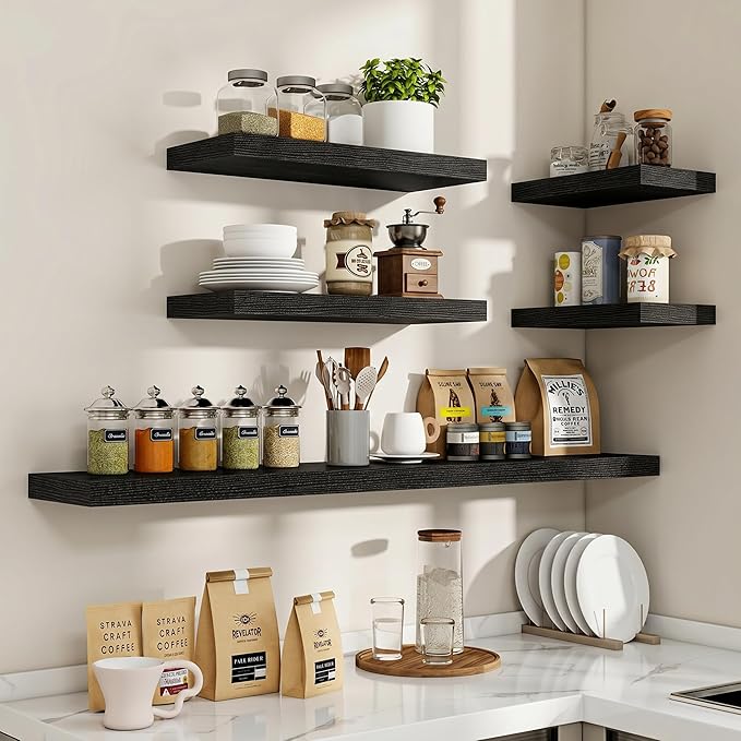 Acovy 48 Inch Floating Shelves, Wooden Shelves - Image 7