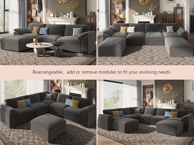 EASE MOOSE Sectional Modular Sofa, Oversized L Shape Sectional Couch Wide Deep - Image 8