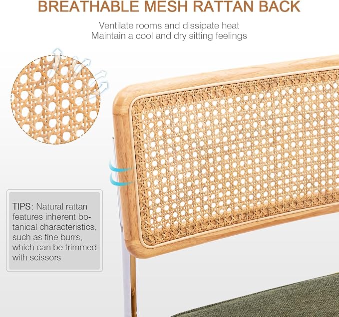 Zesthouse Natural Rattan Dining Chairs Set of 4, Mid Century Modern Dining - Image 3