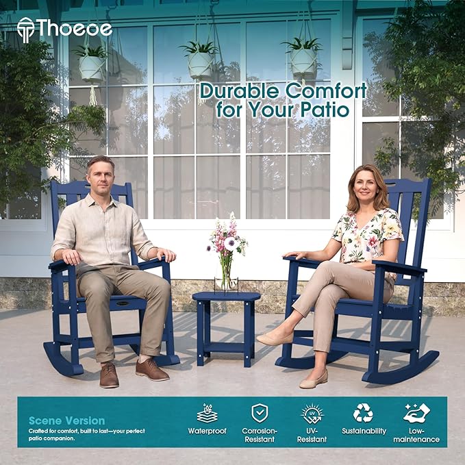 THOEOE Oversized Rocking Chair Set of 2, Outdoor Rocking Chair - Image 2