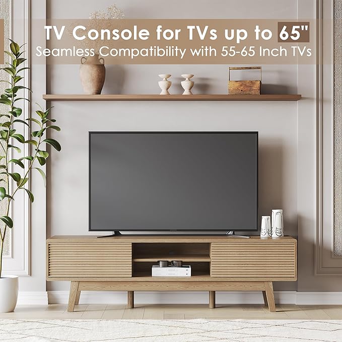 TOLEAD 59" TV Console, Mid Century Modern TV Stand - Image 4