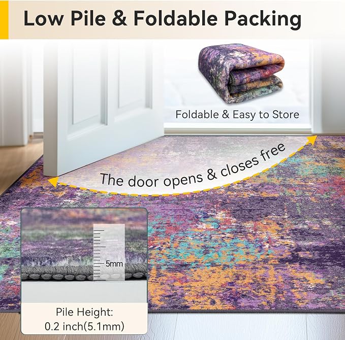 RELEANY Washable Area Rugs 4ft Non-Slip Modern Abstract Soft - Image 5