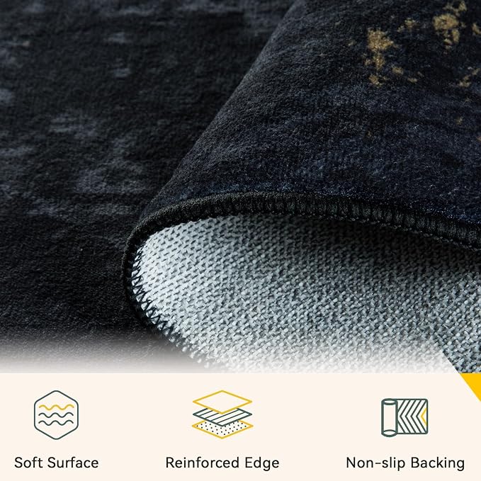 RELEANY Washable Area Rugs 4ft Non-Slip Modern Abstract Soft - Image 3