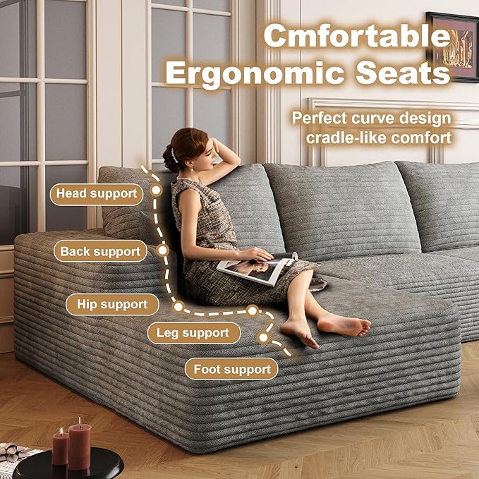 136" Sectional Couches for Living Room Cloud Couch Sofa - Image 5
