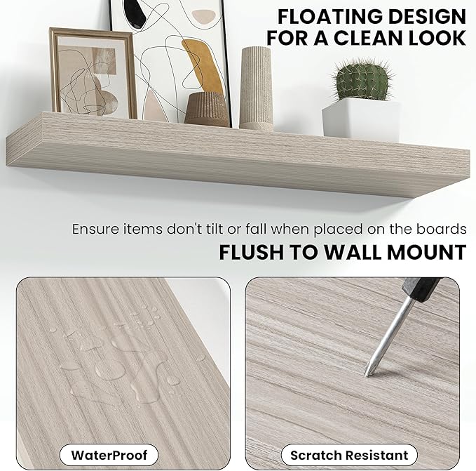 Fun Memories 20 Inch Floating Shelves Wall-Mounted, Engineered Wood Wall Shelves - Image 4