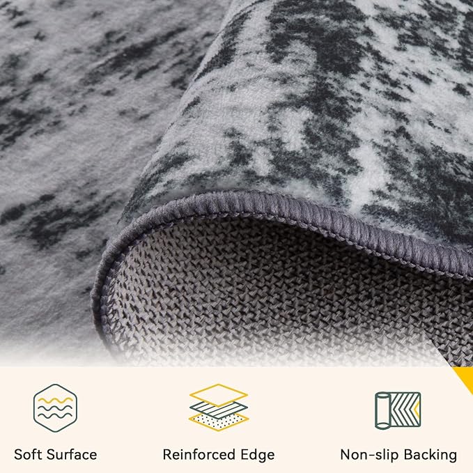 RELEANY Washable Area Rugs 2x7 Non-Slip Modern Abstract Soft - Image 3