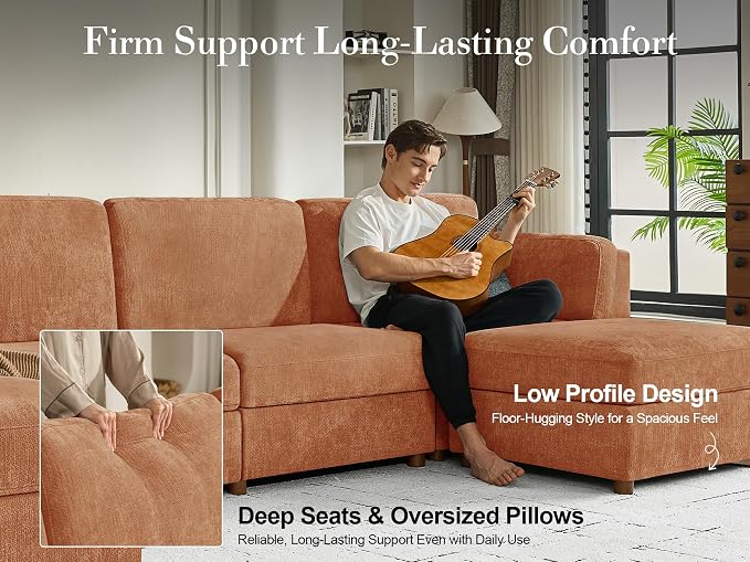 Oversized Modular Sectional Sleeper Sofa, Solid Wood Frame, Removable Washable - Image 8