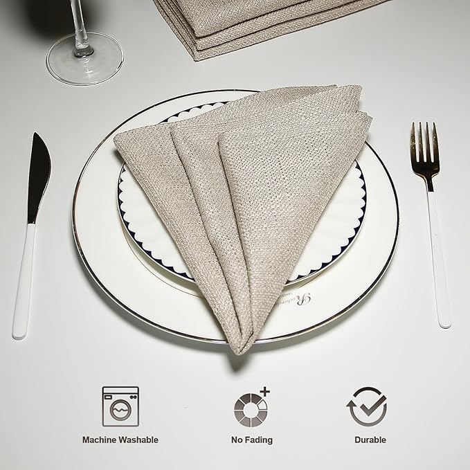 BALCONY & FALCON Cloth Napkins Set of 12 Washable Linen Napkins Absorbent - Image 3